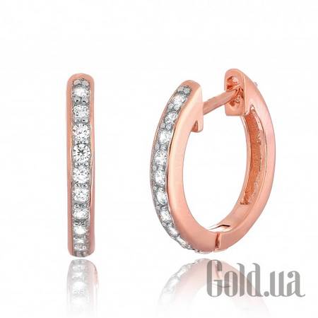 Серьги Серебряные серьги с  куб. циркониями в позолоте