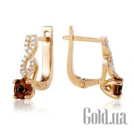 Серьги Золотые серьги с раухтопазами и куб. циркониями