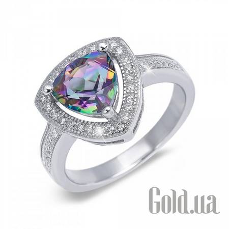 Женские кольца Женское серебряное кольцо с топазом и куб. циркониями, 16.5