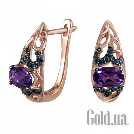 Серьги Золотые серьги с бриллиантами и аметистами