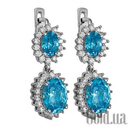 Серьги с подвесками Серебряные серьги с куб. циркониями