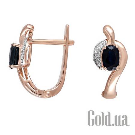 Серьги Золотые серьги с бриллиантами и сапфирами
