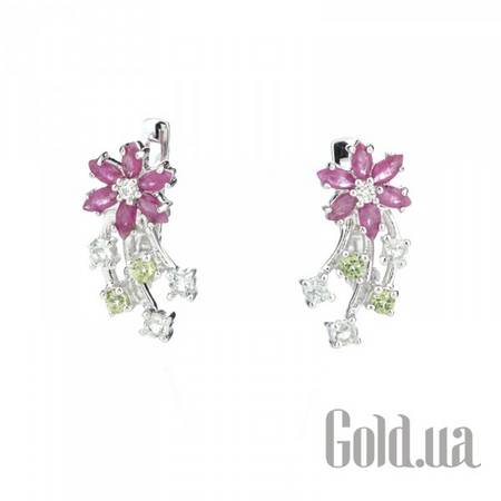 Серьги Серебряные серьги с полудрагоценными вставками