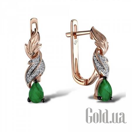 Серьги Золотые серьги с бриллиантами и изумрудами
