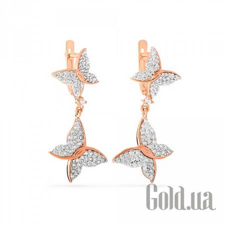 Серьги с подвесками Золотые серьги с куб. циркониями